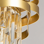 Люстра цвета матового золота с металлическими лентами и длинными прозрачными подвесками Gilded Waves варинант исполнения - 9 | Loft Concept в Грозном