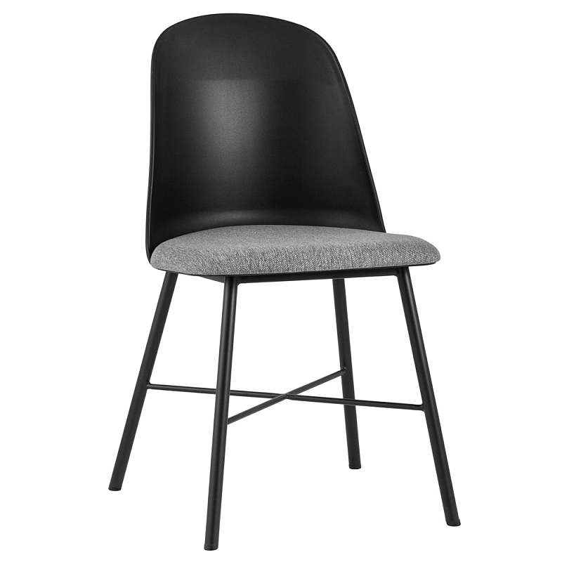 Стул из прочного пластика на металлическом основании Anora Black Черный Серый Стул из прочного пластика на металлическом основании Anora Black Черный Серый в Грозном | Loft Concept