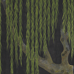 Обои ручная роспись Willow Original colourway on Edo Night painted silk варинант исполнения - 1 | Loft Concept в Грозном