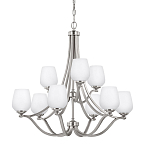 Люстра двухъярусная с белыми матовыми стеклянными плафонами в форме винных бокалов Feiss варинант исполнения - 1 | Loft Concept в Грозном