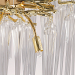 Люстра золотого цвета с декоративными ветками и длинными прозрачными стеклянными подвесами в форме сосулек Droplet Chandelier варинант исполнения - 9 | Loft Concept в Грозном