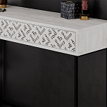 Консоль напольная пыльного белого цвета с выдвижным ящиком с резным орнаментом HEATON CONSOLE OAK варинант исполнения - 4 | Loft Concept в Грозном