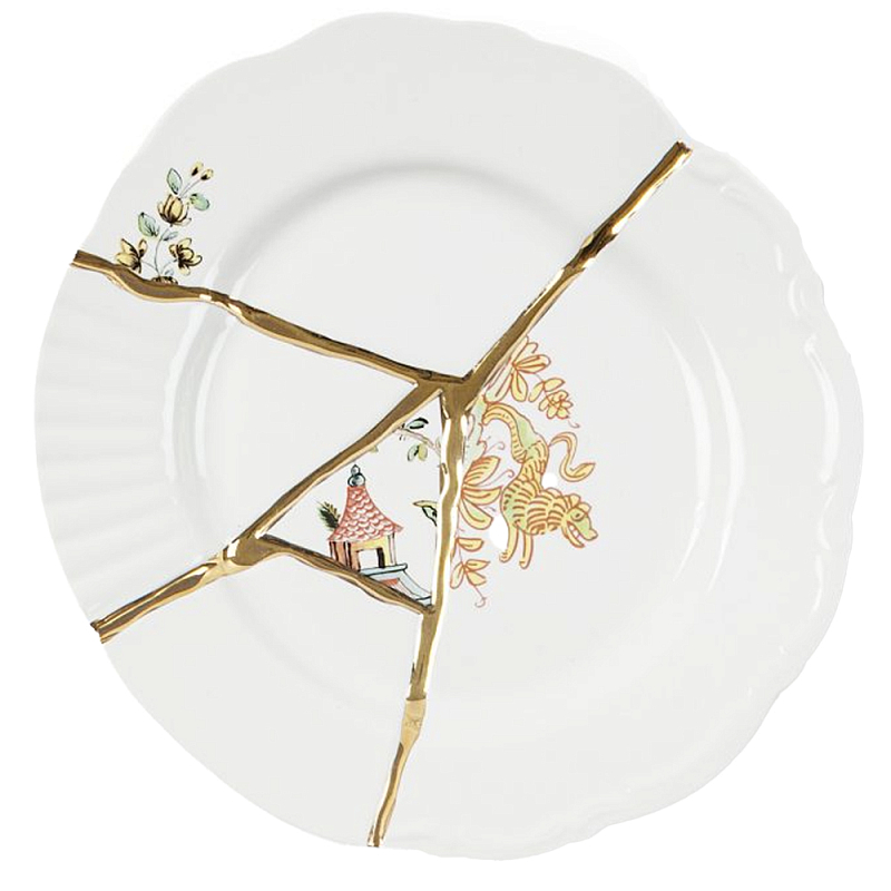 Десертная тарелка Seletti Kintsugi Белый Золотой Десертная тарелка Seletti Kintsugi Белый Золотой в Грозном | Loft Concept