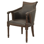 Кресло кожаное на 4-х деревянных ножках из массива березы Ethan Armchair brown варинант исполнения - 3 | Loft Concept в Грозном
