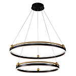 Люстра подвесная с двумя кольцами черного и золотого цвета Ring Horizontal варинант исполнения - 1 | Loft Concept в Грозном