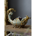 Чаша голубого цвета с оранментом и и бронзовыми фигурами леопардов Eden Garden варинант исполнения - 6 | Loft Concept в Грозном