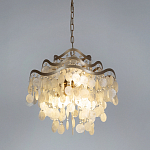 Люстра подвесная с белыми перламутровыми подвесками и изогнутыми золотистыми элементами Диаметр 50 см SHELL Chandelier варинант исполнения - 2 | Loft Concept в Грозном
