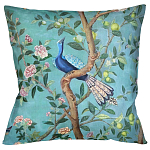 Подушка декоративная с изображением птицы в саду Chinoiserie Bird in the Garden Cushion варинант исполнения - 1 | Loft Concept в Грозном