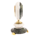 Часы настольные бронзовые из натуральных камней Мрамор и Змеевик Stone Clock варинант исполнения - 9 | Loft Concept в Грозном