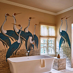 Обои ручная роспись Sarus Cranes Colourway SC-208 on Raw Silk dyed silk варинант исполнения - 1 | Loft Concept в Грозном