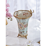 Ваза голубого цвета из фарфора с цветочным рисунком и бронзовой стрекозой Blue Garden варинант исполнения - 7 | Loft Concept в Грозном