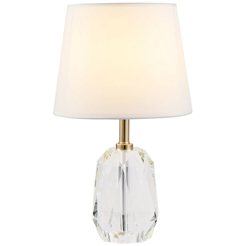Настольная лампа с абажуром и основанием из хрусталя Manlio Crystal Lampshade Table Lamp Прозрачное Стекло Золотой Белый Настольная лампа с абажуром и основанием из хрусталя Manlio Crystal Lampshade Table Lamp Прозрачное Стекло Золотой Белый в Грозном | Loft Concept