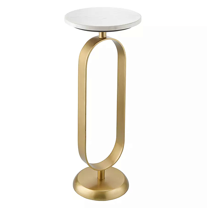 Столик приставной с овальным золотым основанием Oval Gold Base Белый Золотой Столик приставной с овальным золотым основанием Oval Gold Base Белый Золотой в Грозном | Loft Concept