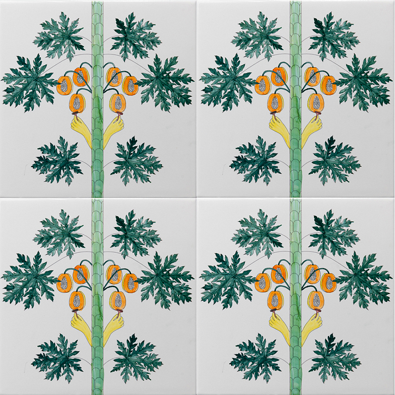 Плитка дизайнерская с рисунком Бритва Белый Зеленый Желтый Оранжевый в Грозном | Loft Concept 