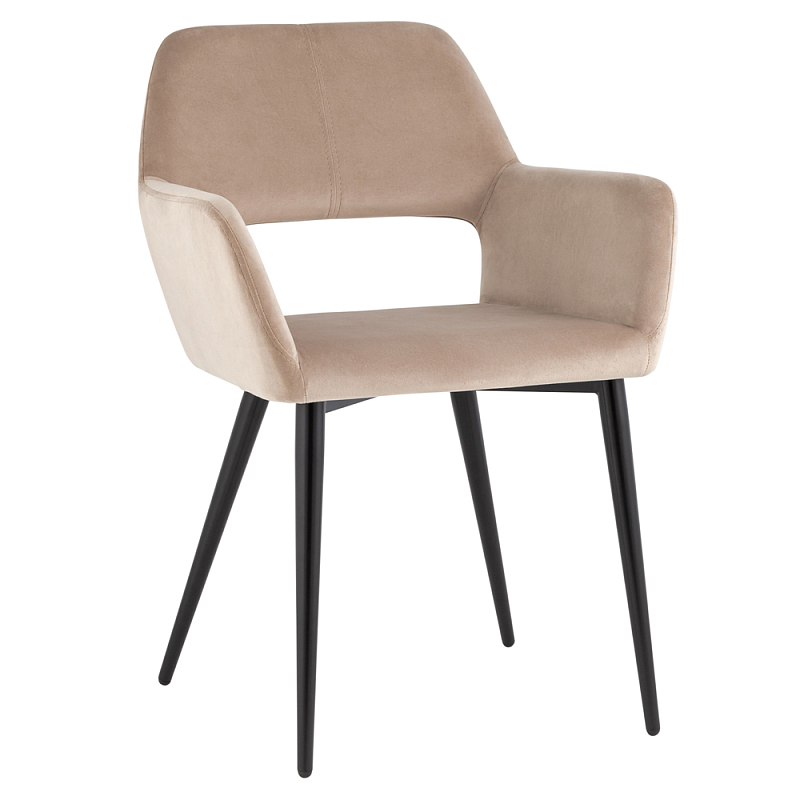 Стул с подлокотниками бежевый NEASAN STOOL Бежевый Черный в Грозном | Loft Concept 