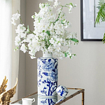 Ваза цилиндрической формы с крышкой и синим цветочным узором на белом фоне Blue & White Ornament варинант исполнения - 5 | Loft Concept в Грозном