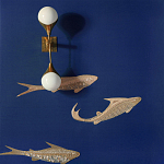 Обои с вышивкой ручной работы Deco Fish Aurum colourway on Caribbean Sea slub silk варинант исполнения - 2 | Loft Concept в Грозном