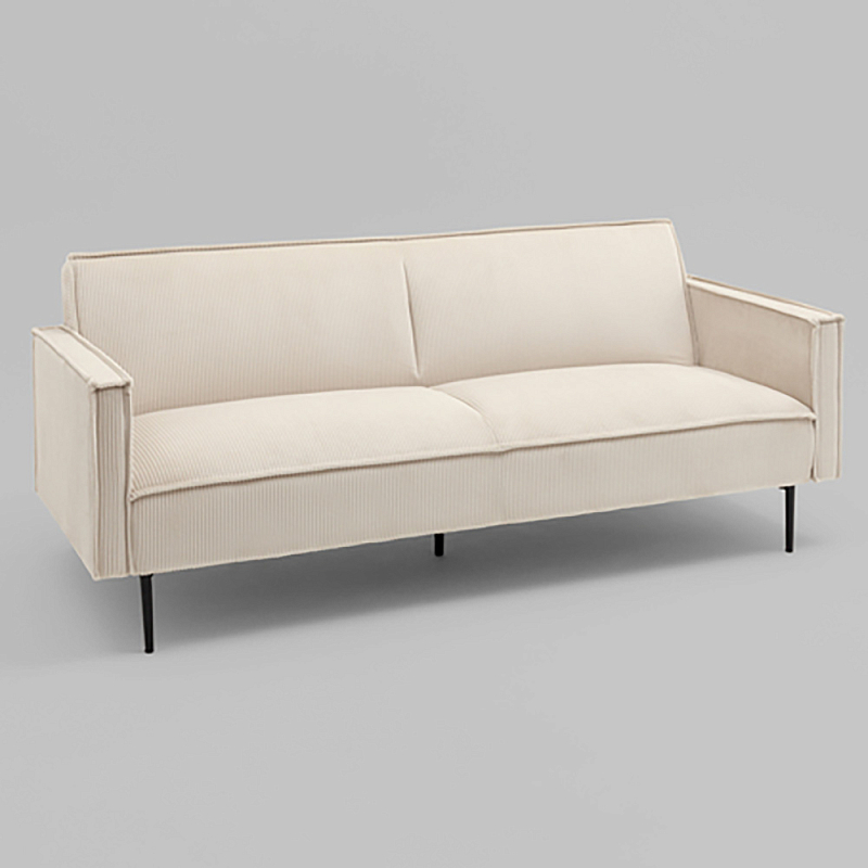 Диван современный вельветовый прямой Worcester Молочный Молочный Черный в Грозном | Loft Concept 