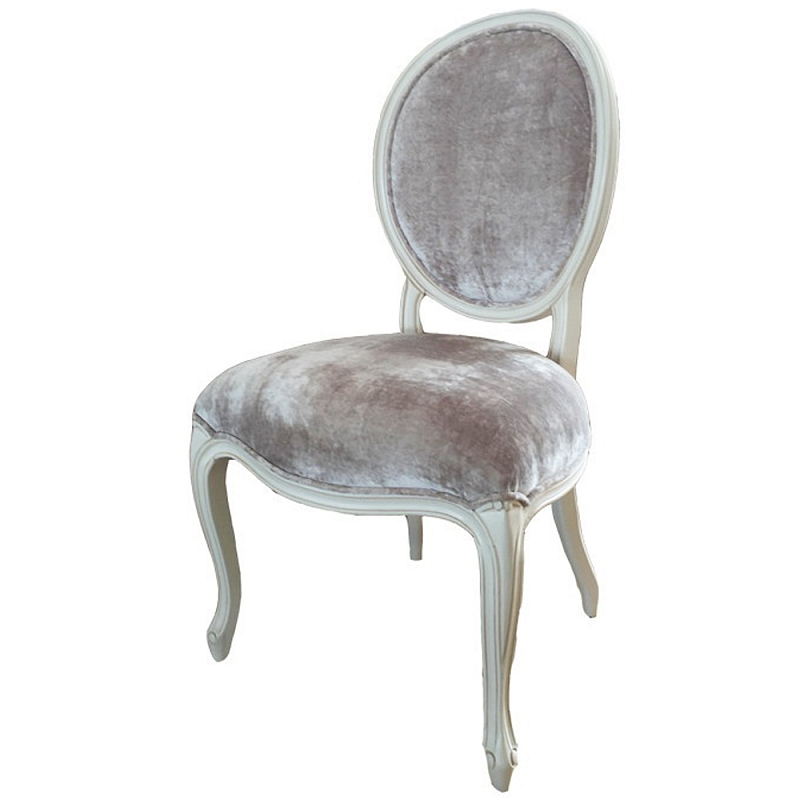 Стул в стиле прованс велюр Sylvie French Seating Chair Белый Бежево-серый Стул в стиле прованс велюр Sylvie French Seating Chair Белый Бежево-серый в Грозном | Loft Concept