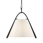 Подвесной светильник в форме конуса с белым тканевым абажуром и чёрным каркасом Stylish Solution варинант исполнения - 1 | Loft Concept в Грозном