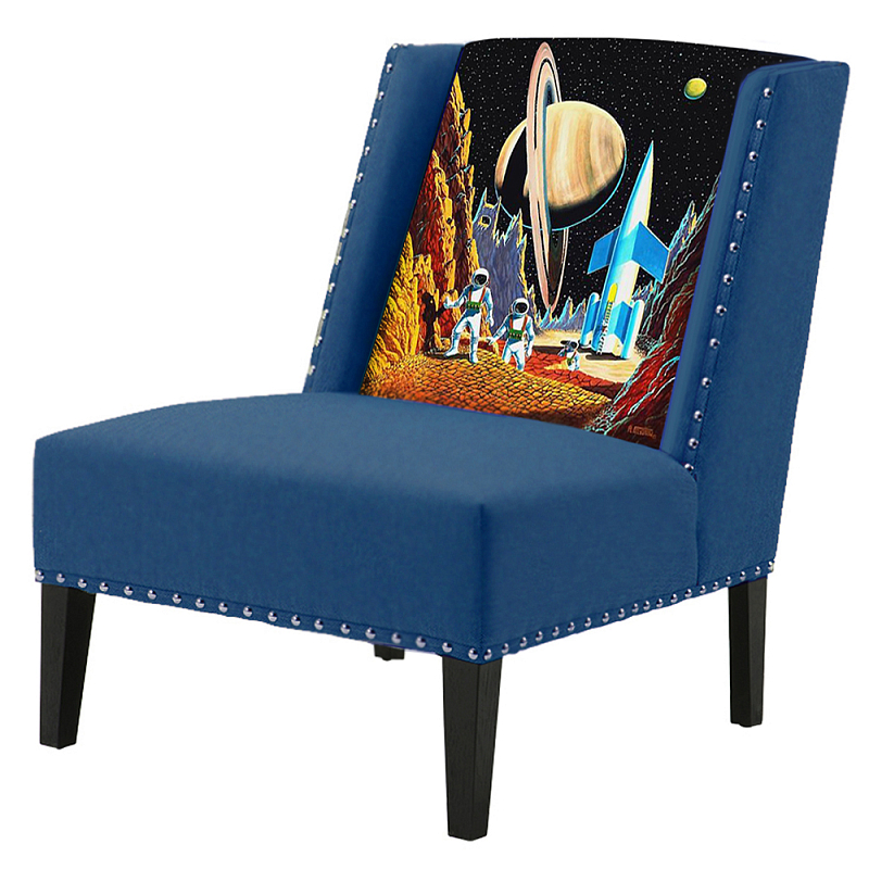 FUN Armchair Retro Futurism Dark blue Дизайнерское кресло с цветным принтом Сапфирово-синий в Грозном | Loft Concept 