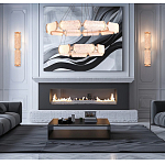 Люстра с 2-мя кольцами с текстурным природным рисунком IceFlame варинант исполнения - 6 | Loft Concept в Грозном