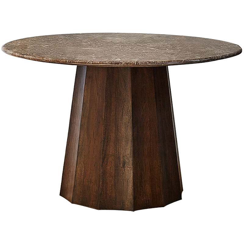 Круглый обеденный стол с мраморной столешницей Veras Marble Dining Table Коричневый Круглый обеденный стол с мраморной столешницей Veras Marble Dining Table Коричневый в Грозном | Loft Concept